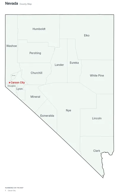 Nevada with counties map