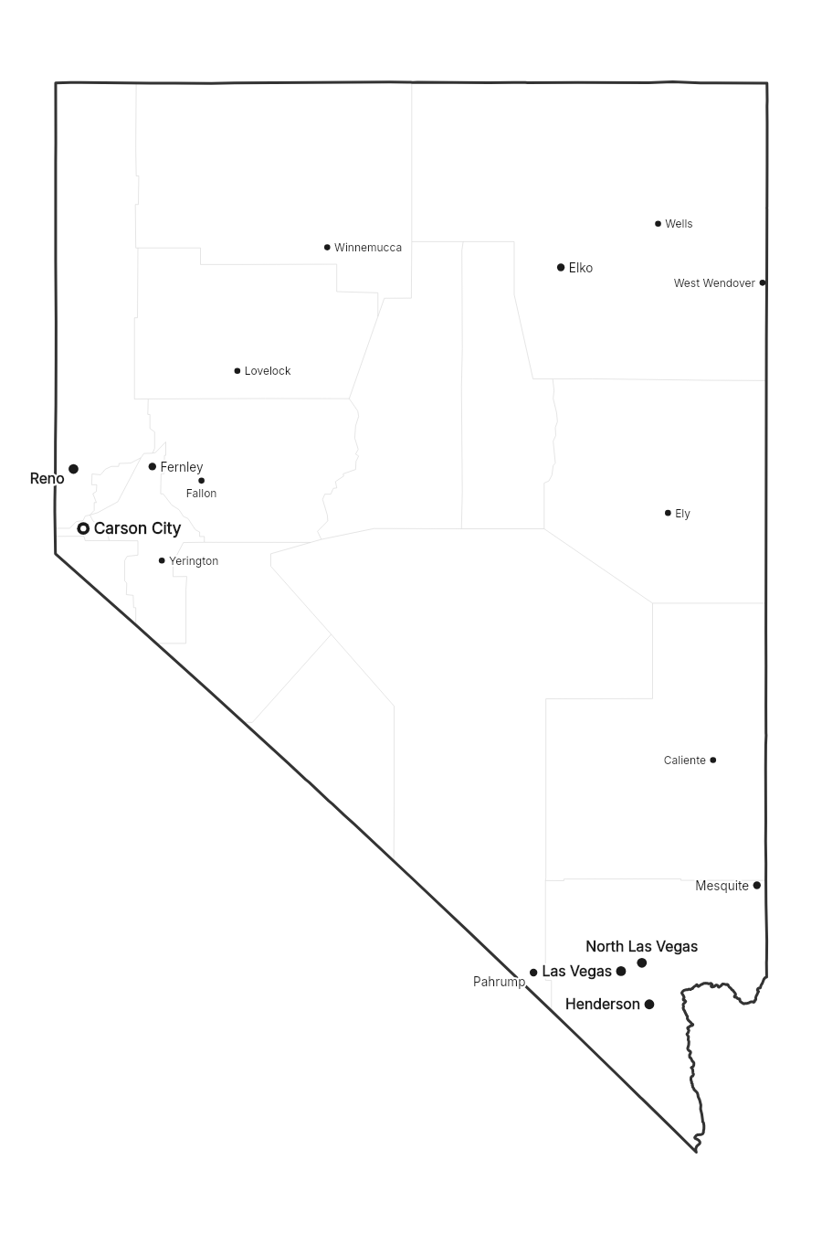 Nevada with cities map
