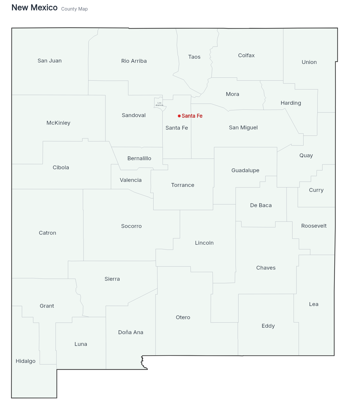 New Mexico with counties map
