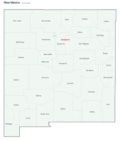 New Mexico with counties map