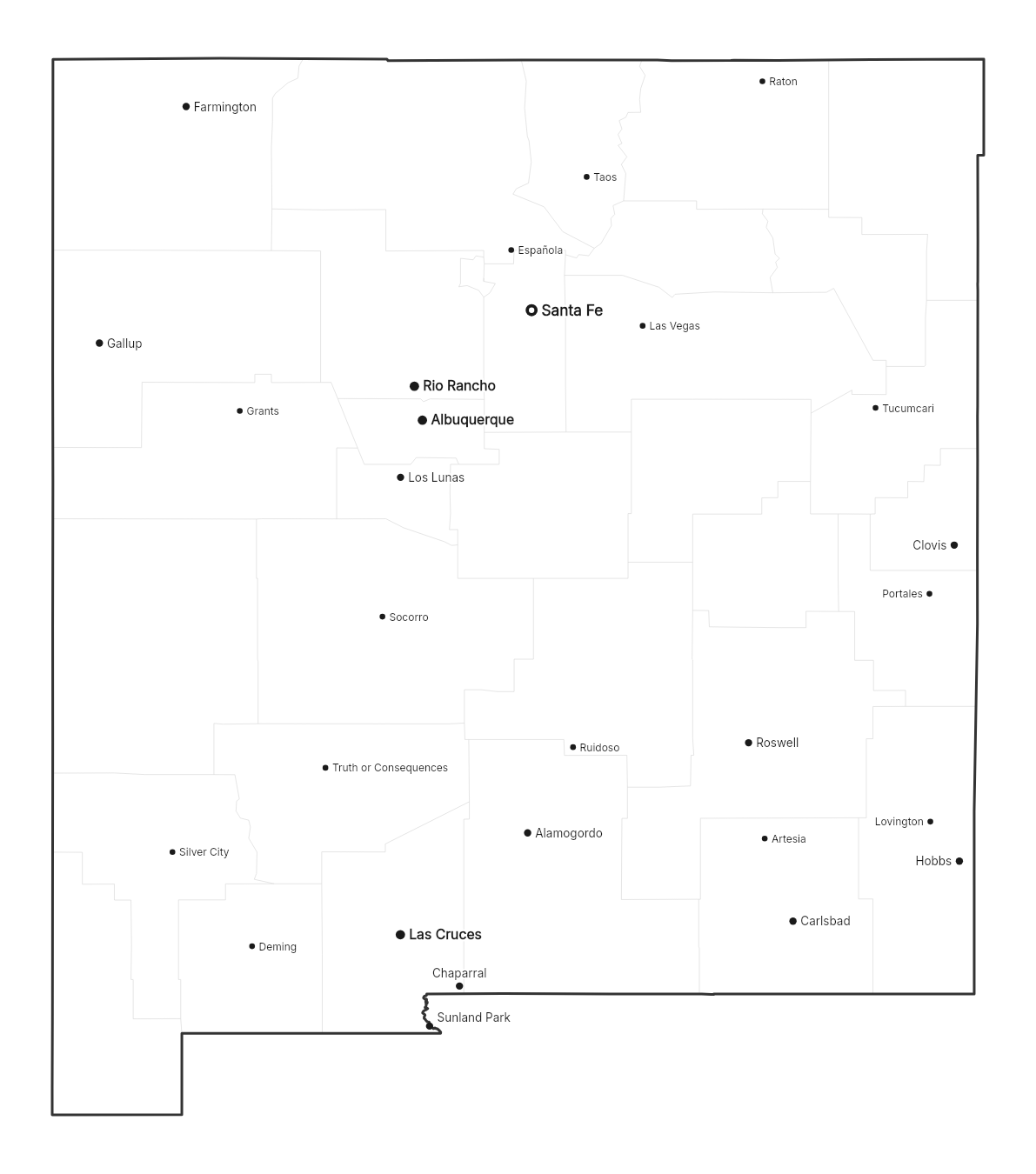 New Mexico with cities map