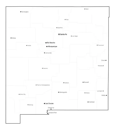 New Mexico with cities map