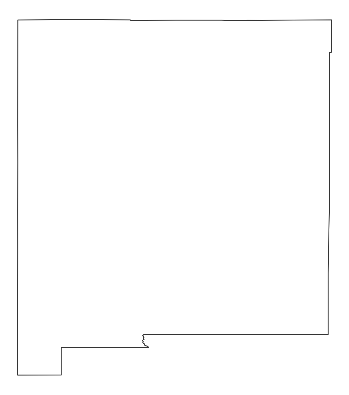 Blank outline map of New Mexico with no county lines - free printable