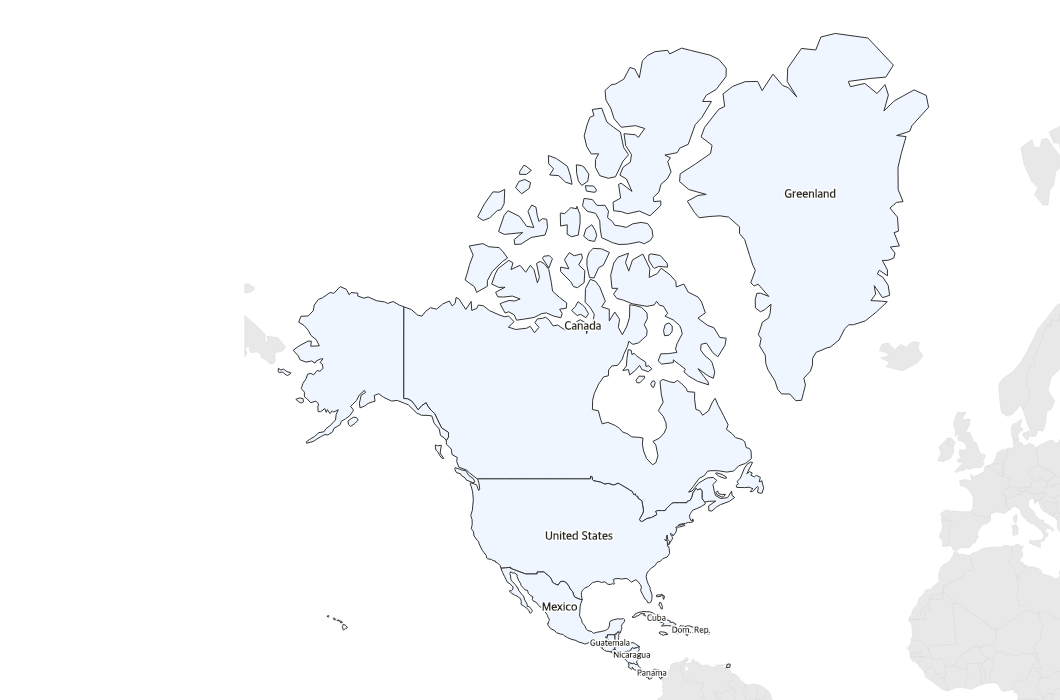 Labeled Map of North America - free printable
