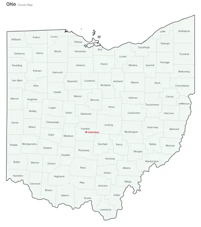 Ohio with counties map