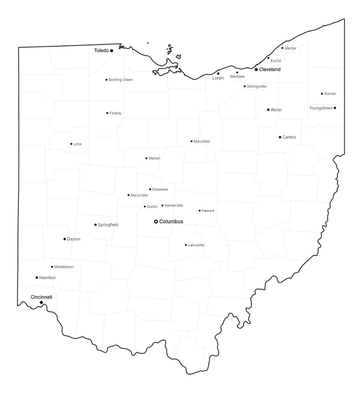 Ohio with cities map
