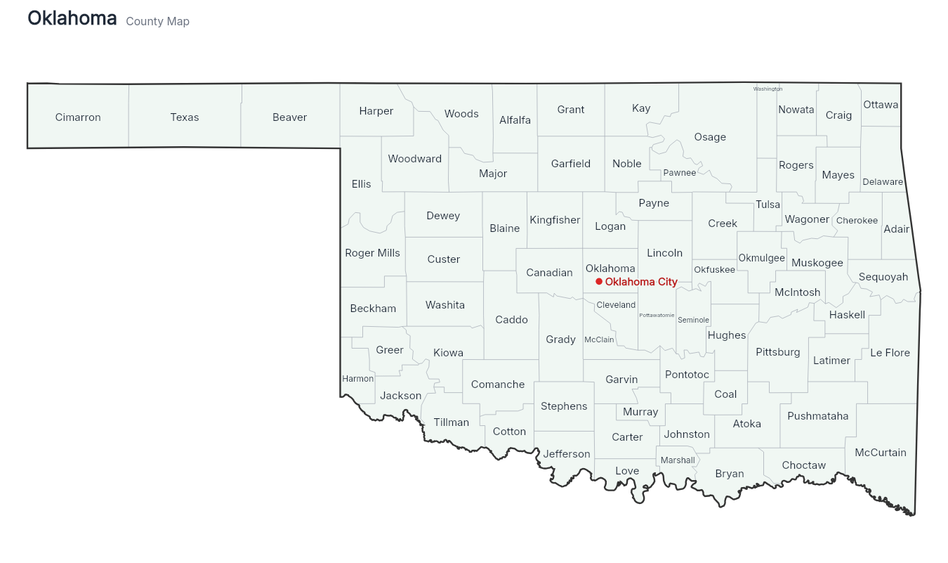 Oklahoma with counties map