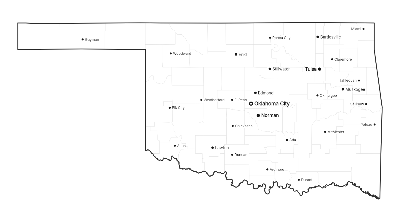 Oklahoma with cities map