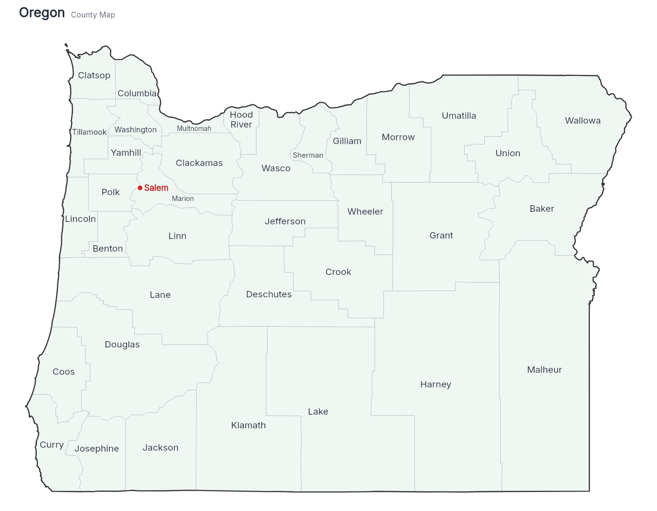 Oregon with counties map