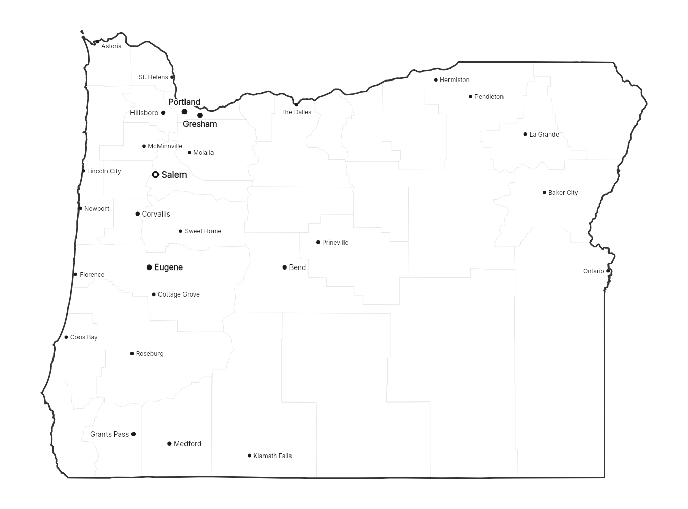 Oregon with cities map
