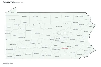 Pennsylvania with counties map