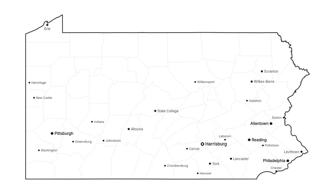 Pennsylvania with cities map