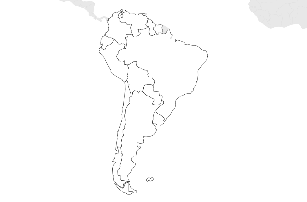 Blank Map of South America - free printable
