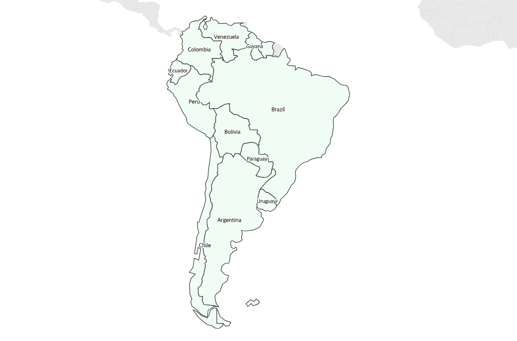 Labeled Map of South America - free printable