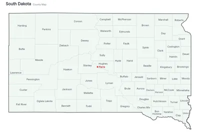 South Dakota with counties map