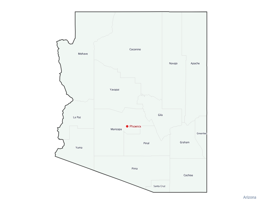 Arizona Map with Counties - free printable