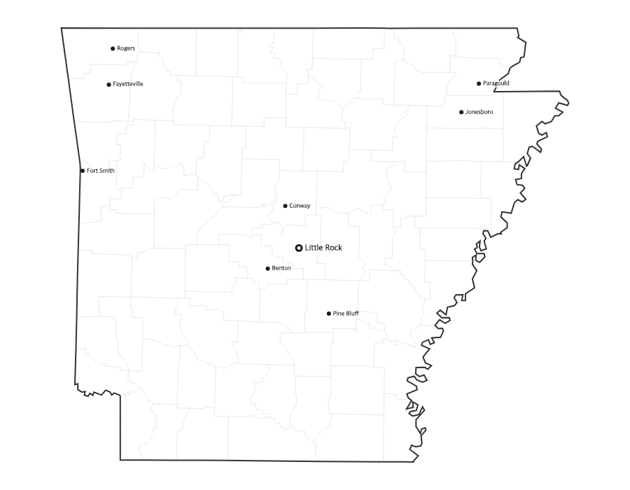 Arkansas Map with Cities