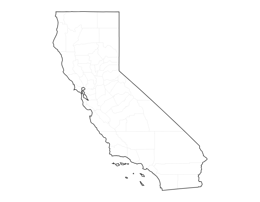 Blank Map of California - free printable