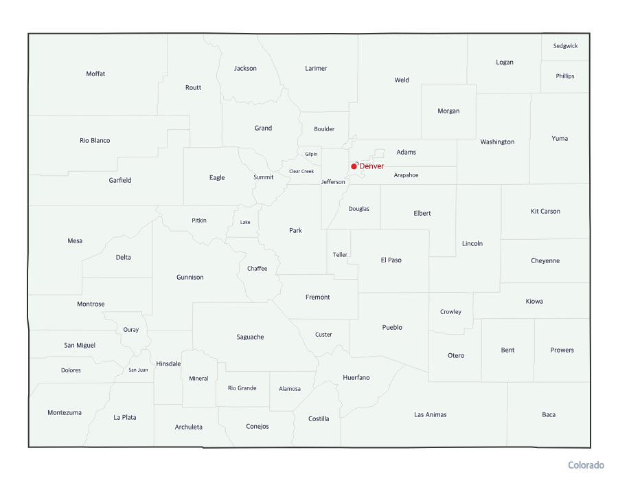 Colorado Map with Counties - free printable