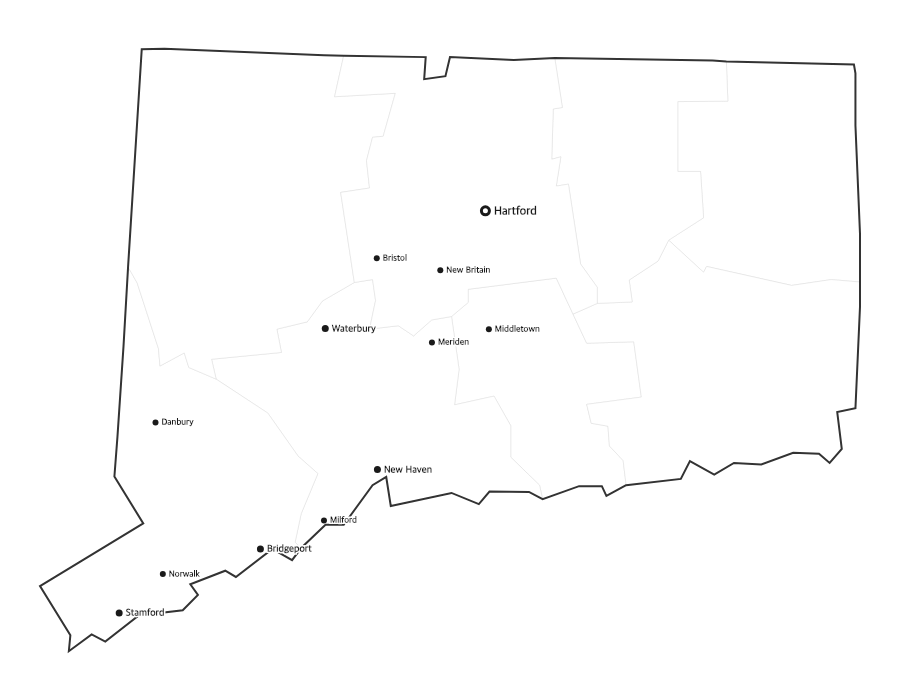 Connecticut Map with Cities