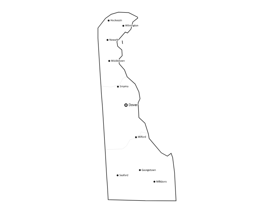 Delaware Map with Cities