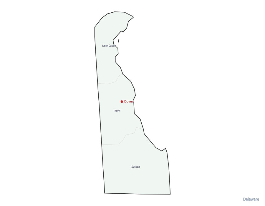 Delaware Map with Counties - free printable