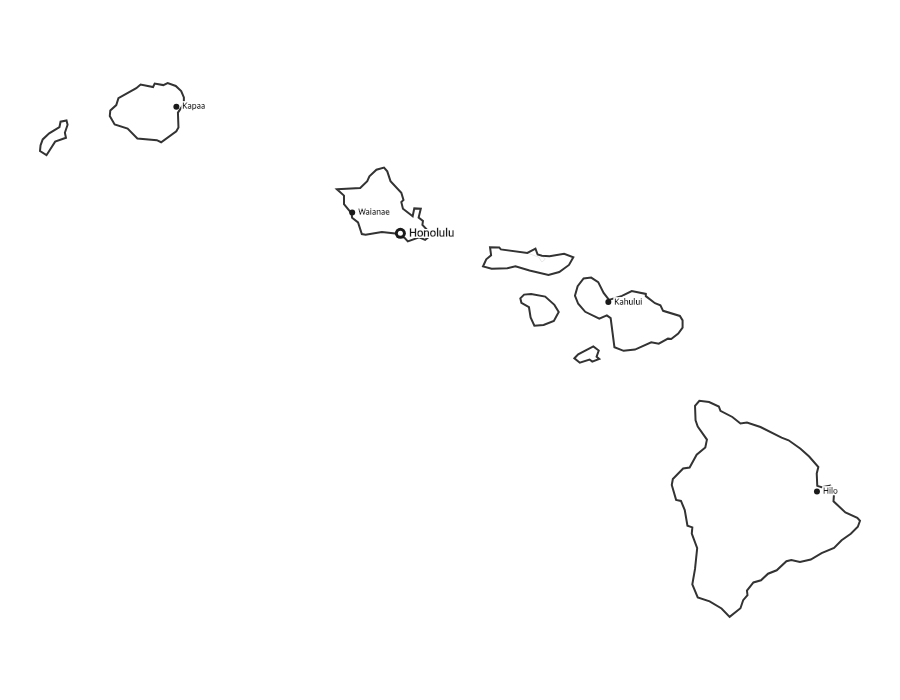 Hawaii Map with Cities