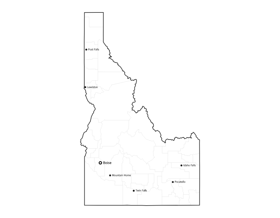 Idaho Map with Cities