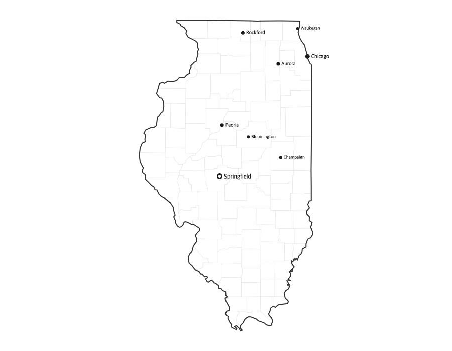Illinois Map with Cities - free printable
