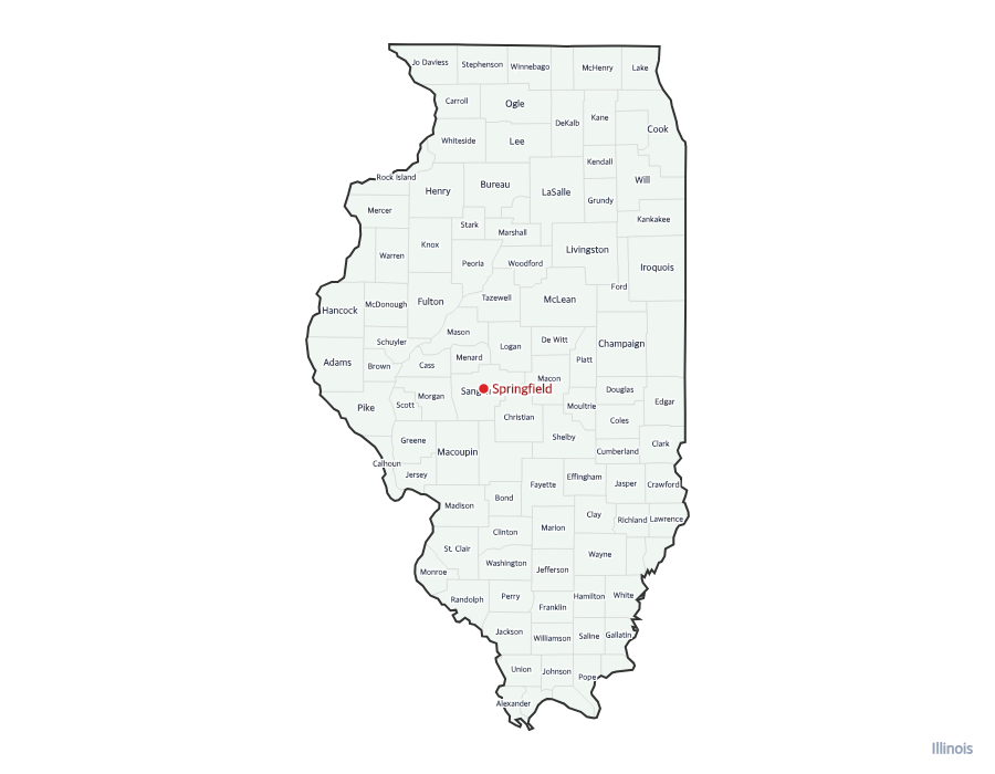 Illinois Map with Counties - free printable