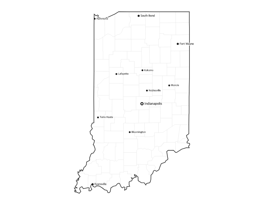 Indiana Map with Cities