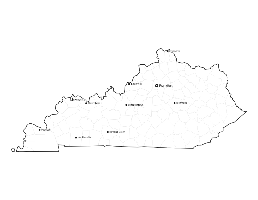 Kentucky Map with Cities