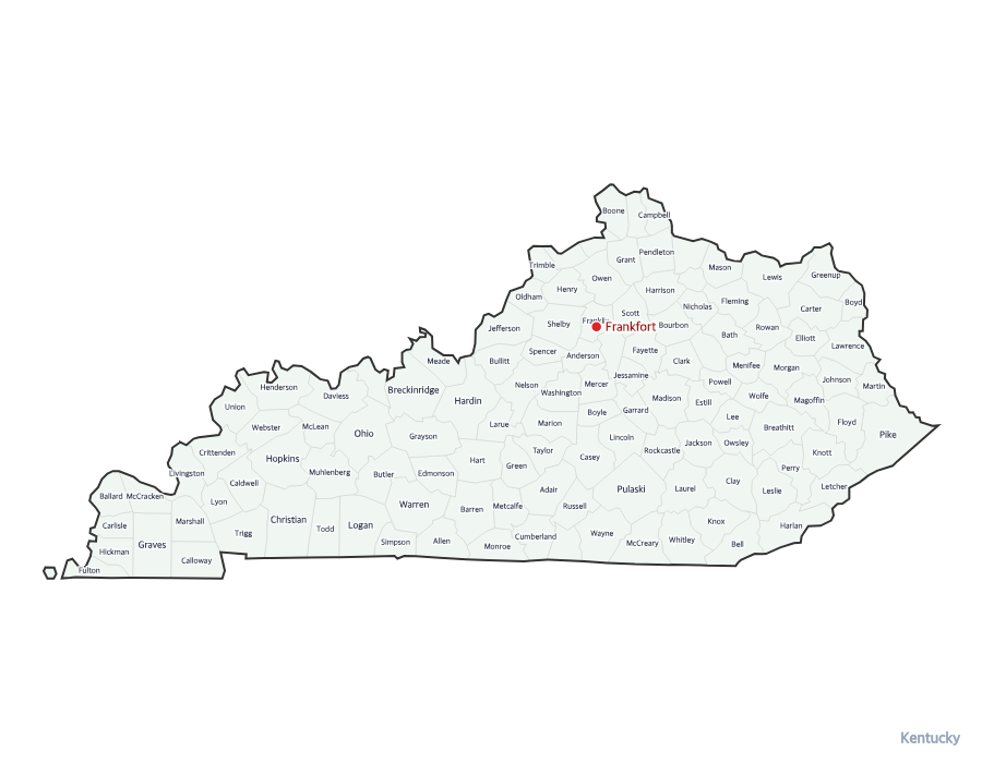 Kentucky Map with Counties - free printable