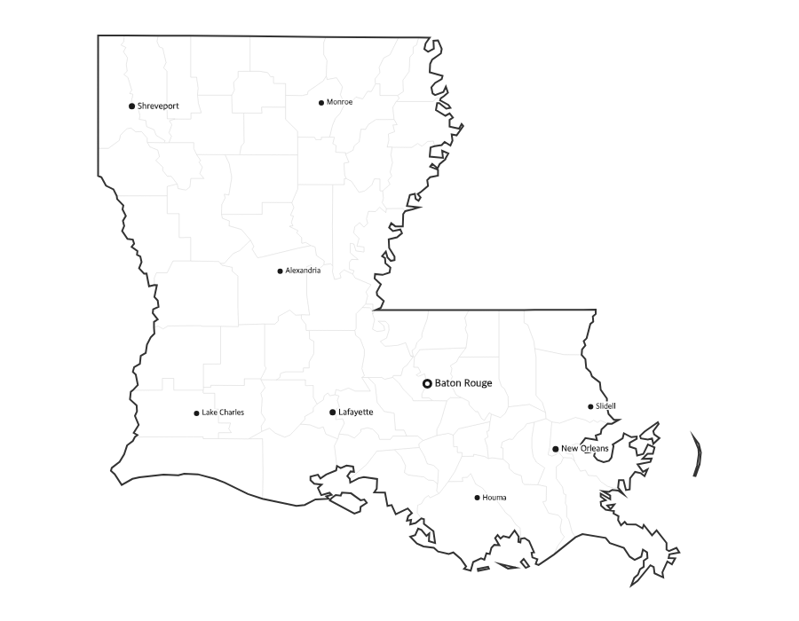 Louisiana Map with Cities