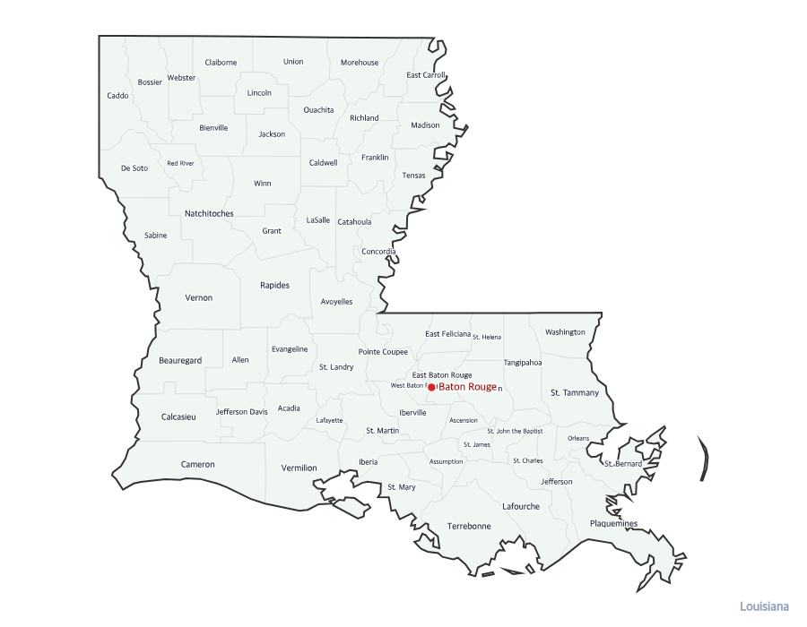 Louisiana Map with Counties - free printable