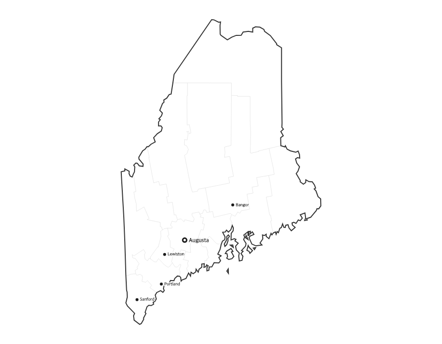 Maine Map with Cities