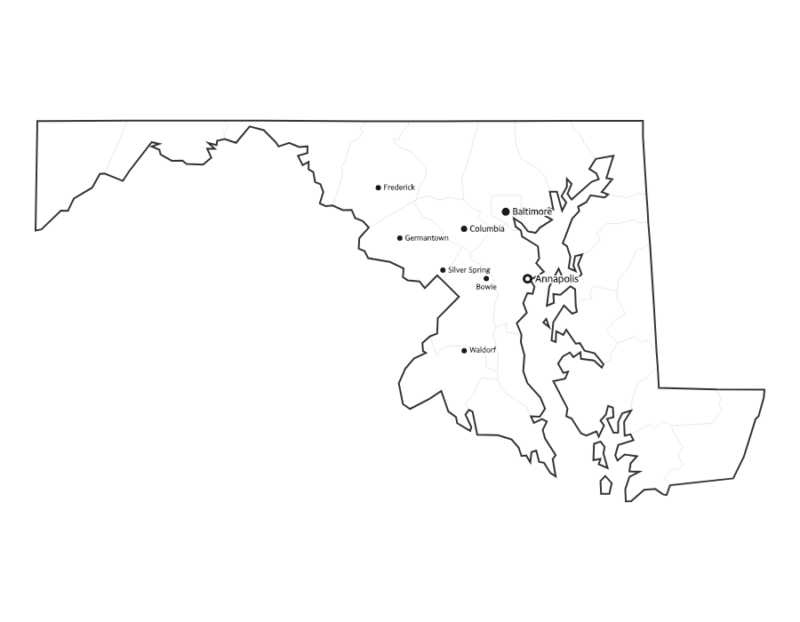Maryland Map with Cities