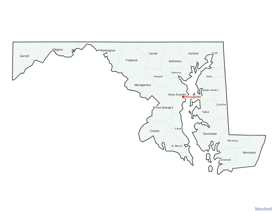 Maryland Map with Counties - free printable