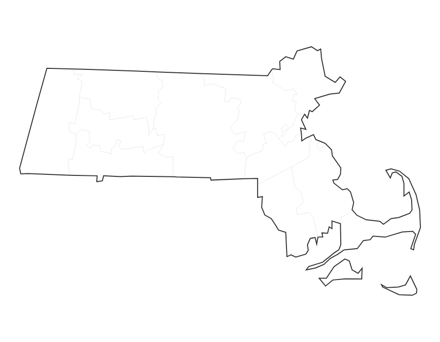 Blank Map of Massachusetts - free printable