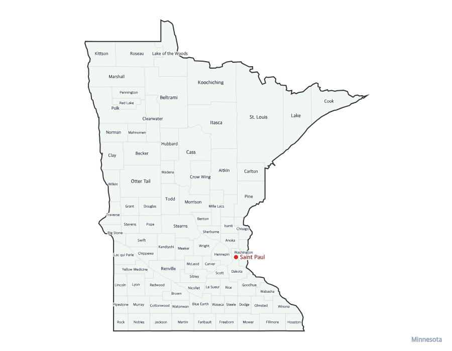Minnesota Map with Counties - free printable