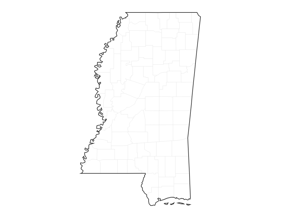 Blank Map of Mississippi - free printable