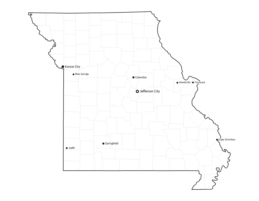 Missouri Map with Cities