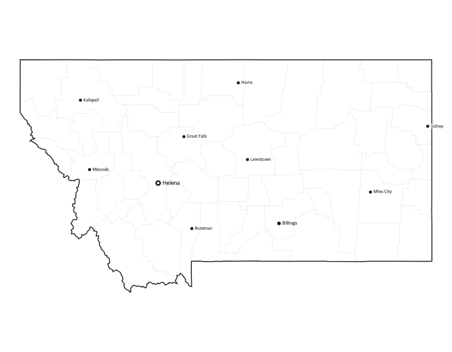 Montana Map with Cities