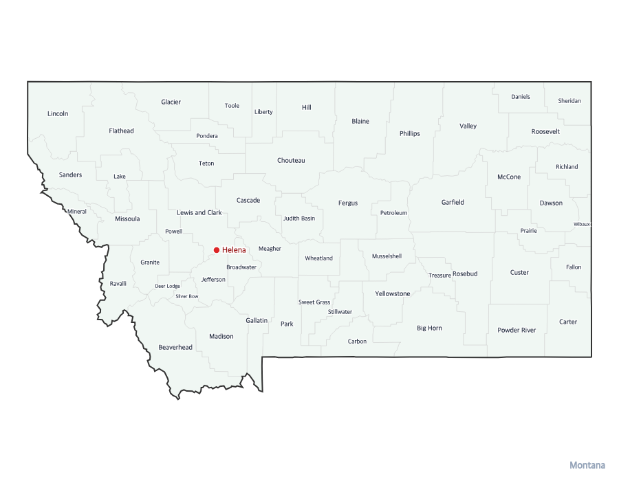 Montana Map with Counties - free printable