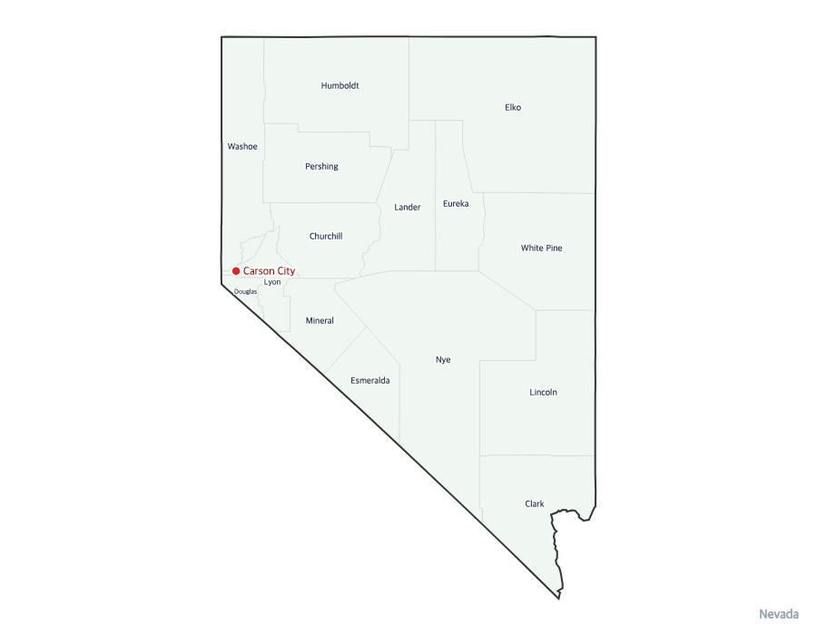 Nevada Map with Counties - free printable