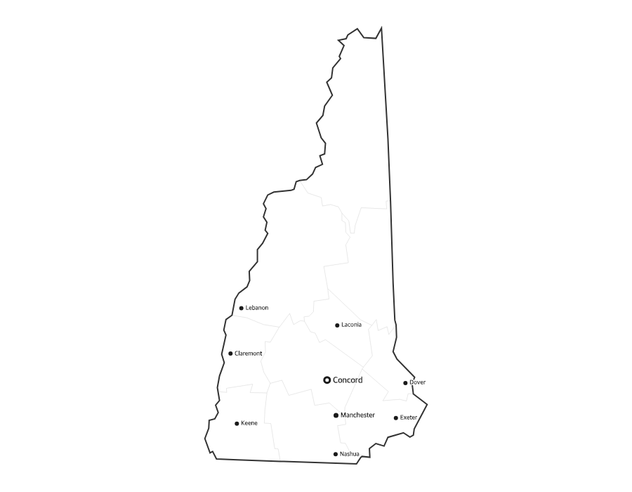 New Hampshire Map with Cities