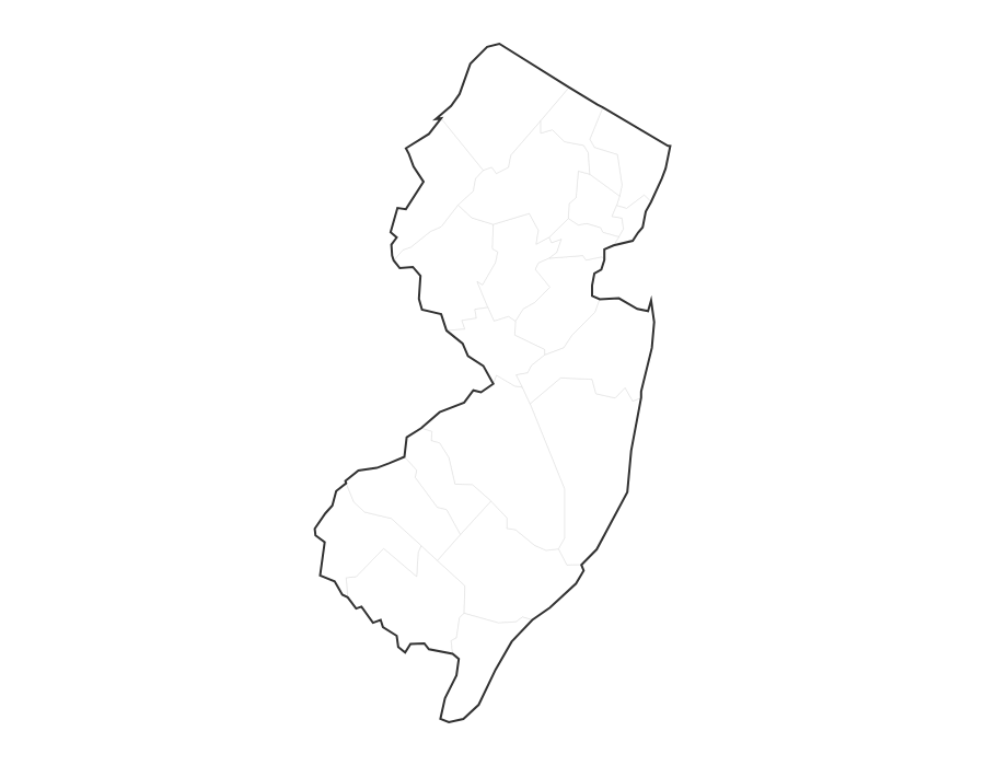 Blank Map of New Jersey - free printable