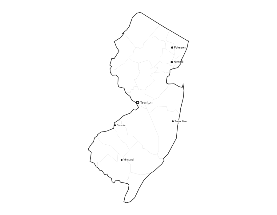 New Jersey Map with Cities