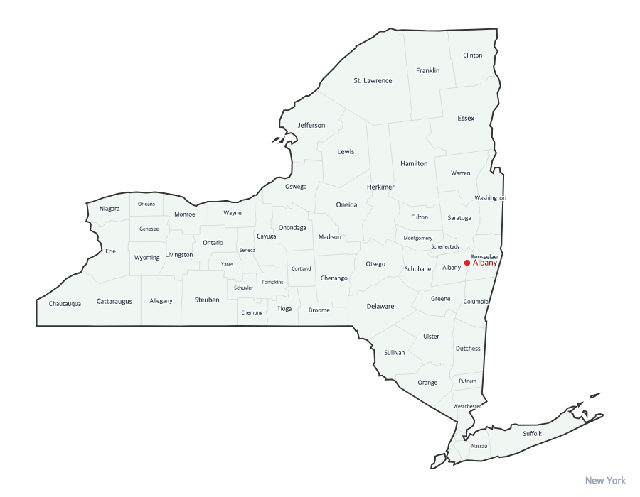 New York Map with Counties - free printable