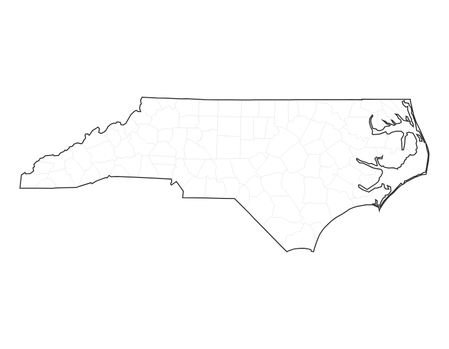 Blank Map of North Carolina - free printable